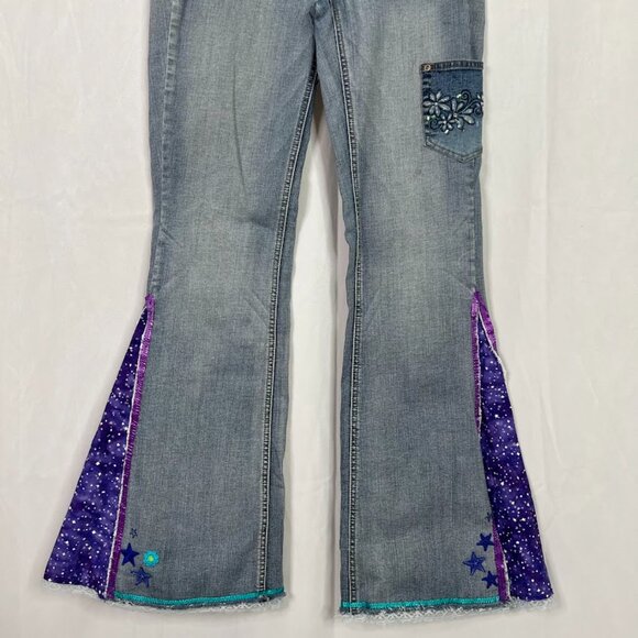 White House Black Market Noir Custom Day of the Dead Inspired Flare Jeans 6R - Picture 3 of 14